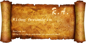 Rideg Annamária névjegykártya